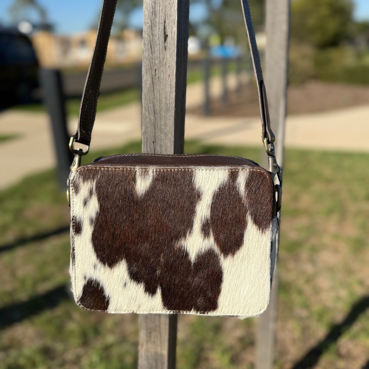 Leather Lovers Cowhide Box Style Cross Body Purse