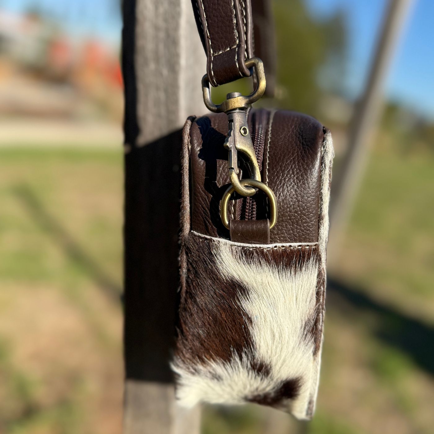 Leather Lovers Cowhide Box Style Cross Body Purse