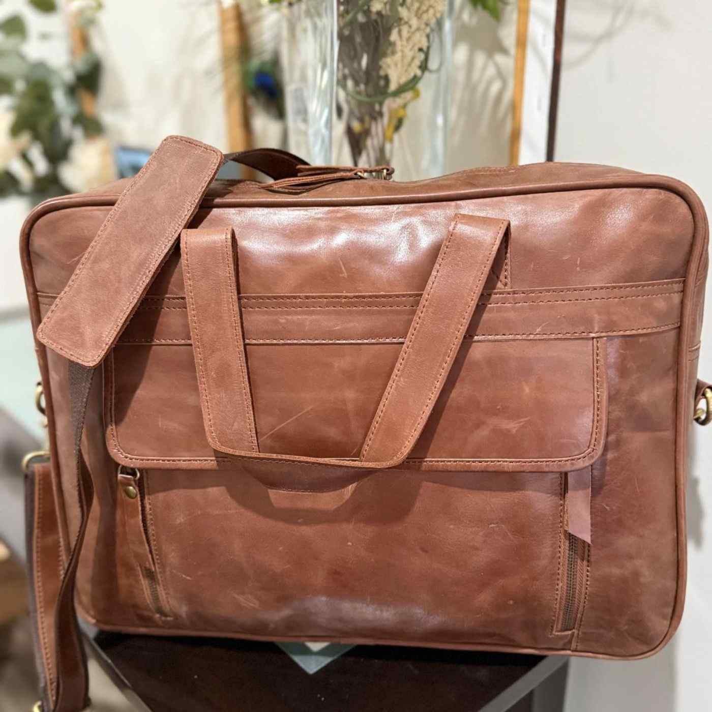 Cow Leather Briefcase Laptop Bag