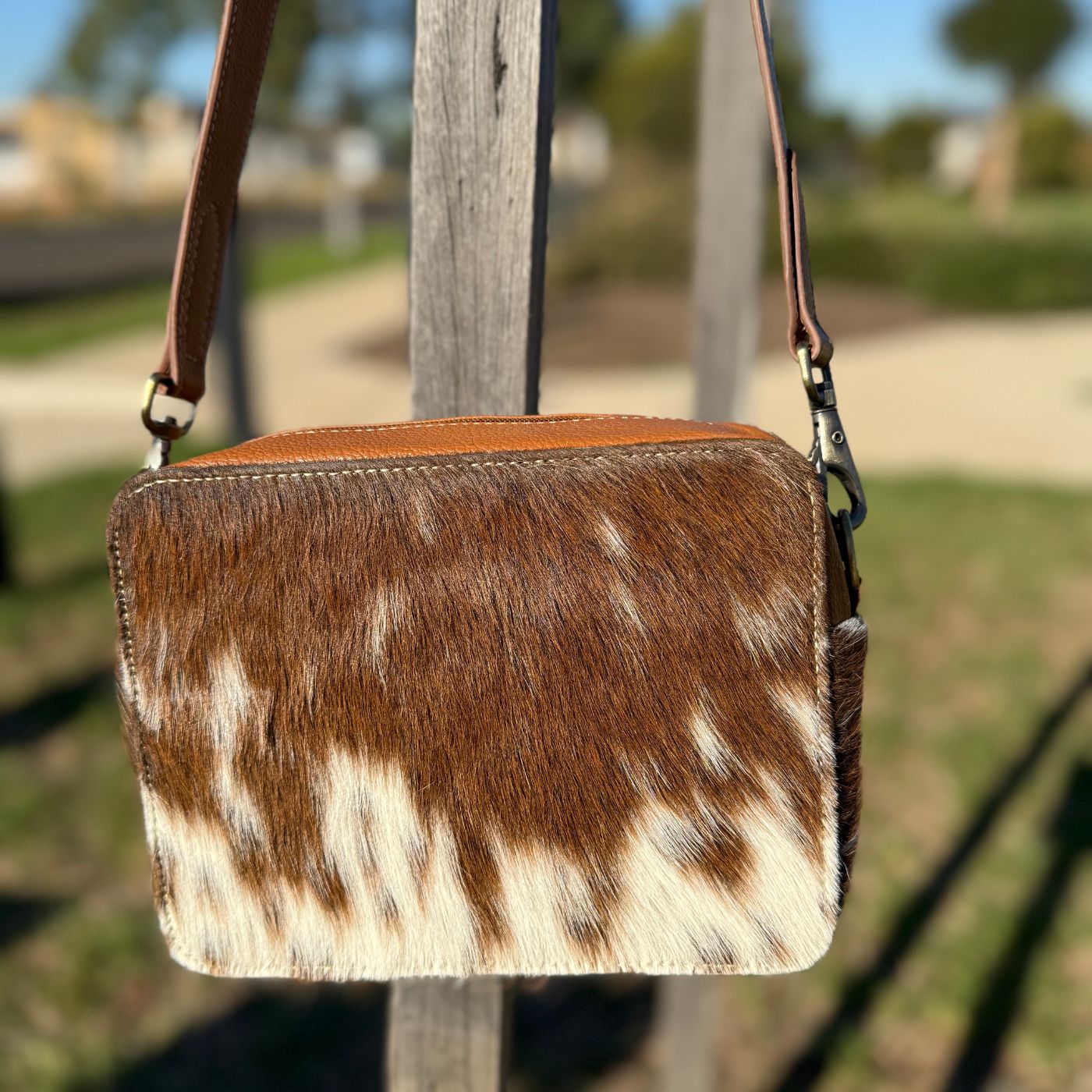 Leather Lovers Cowhide Box Style Cross Body Purse