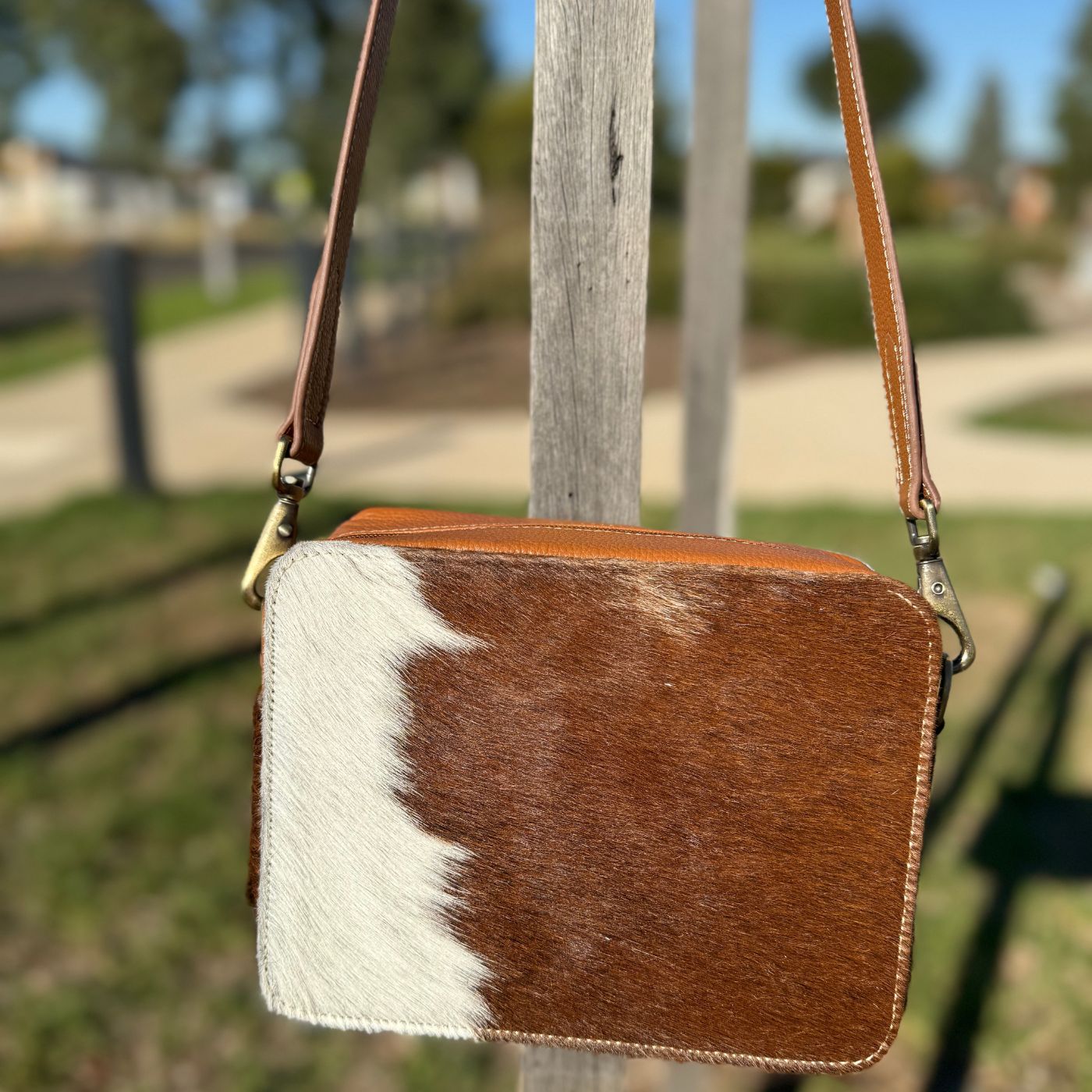 Leather Lovers Cowhide Box Style Cross Body Purse