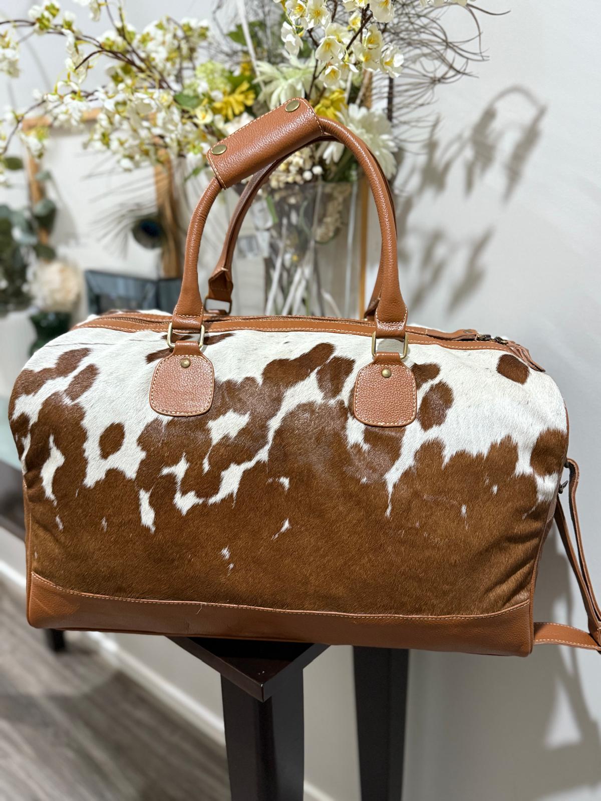 Tan Cowhide Duffel Bag / Overnight Bag