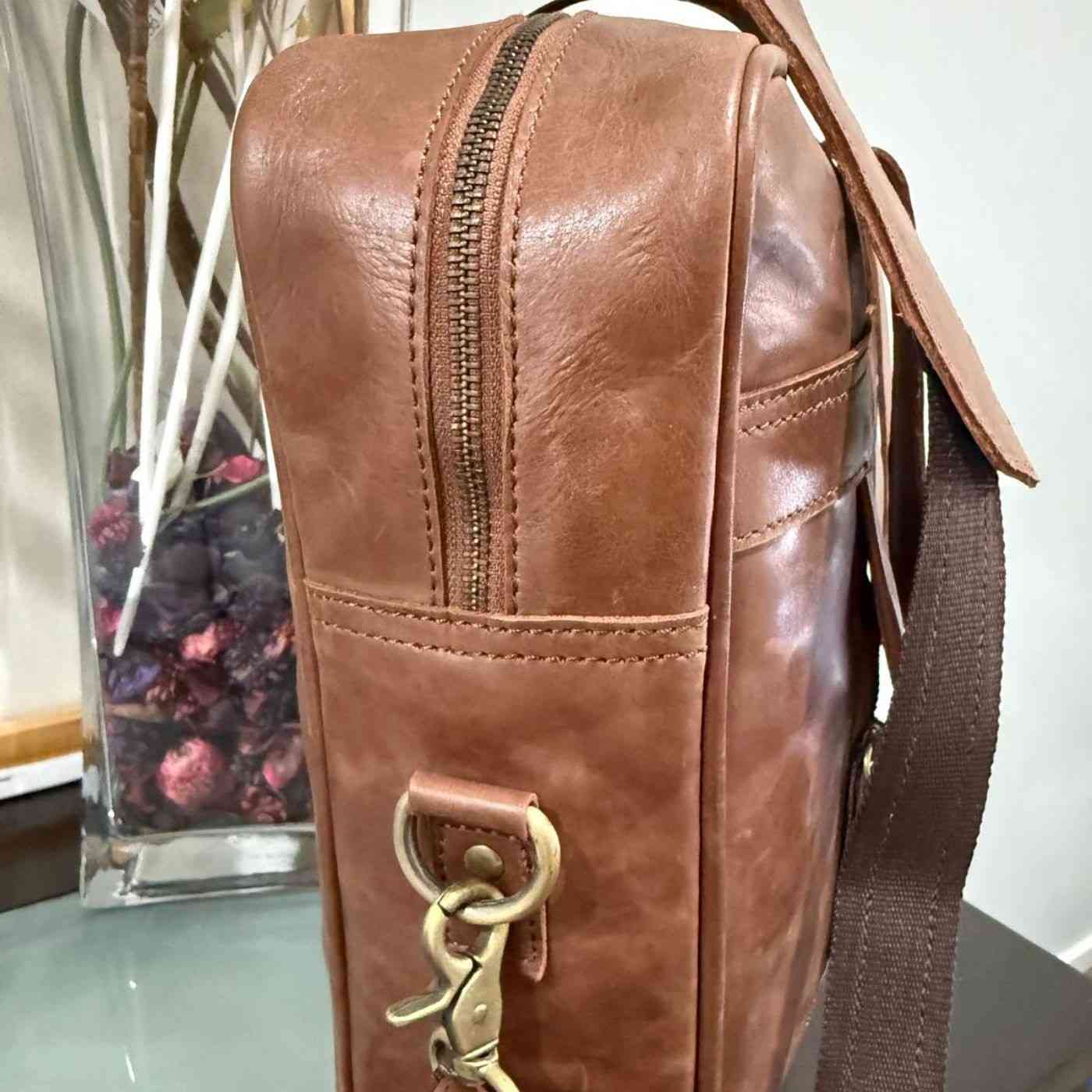 Cow Leather Briefcase Laptop Bag