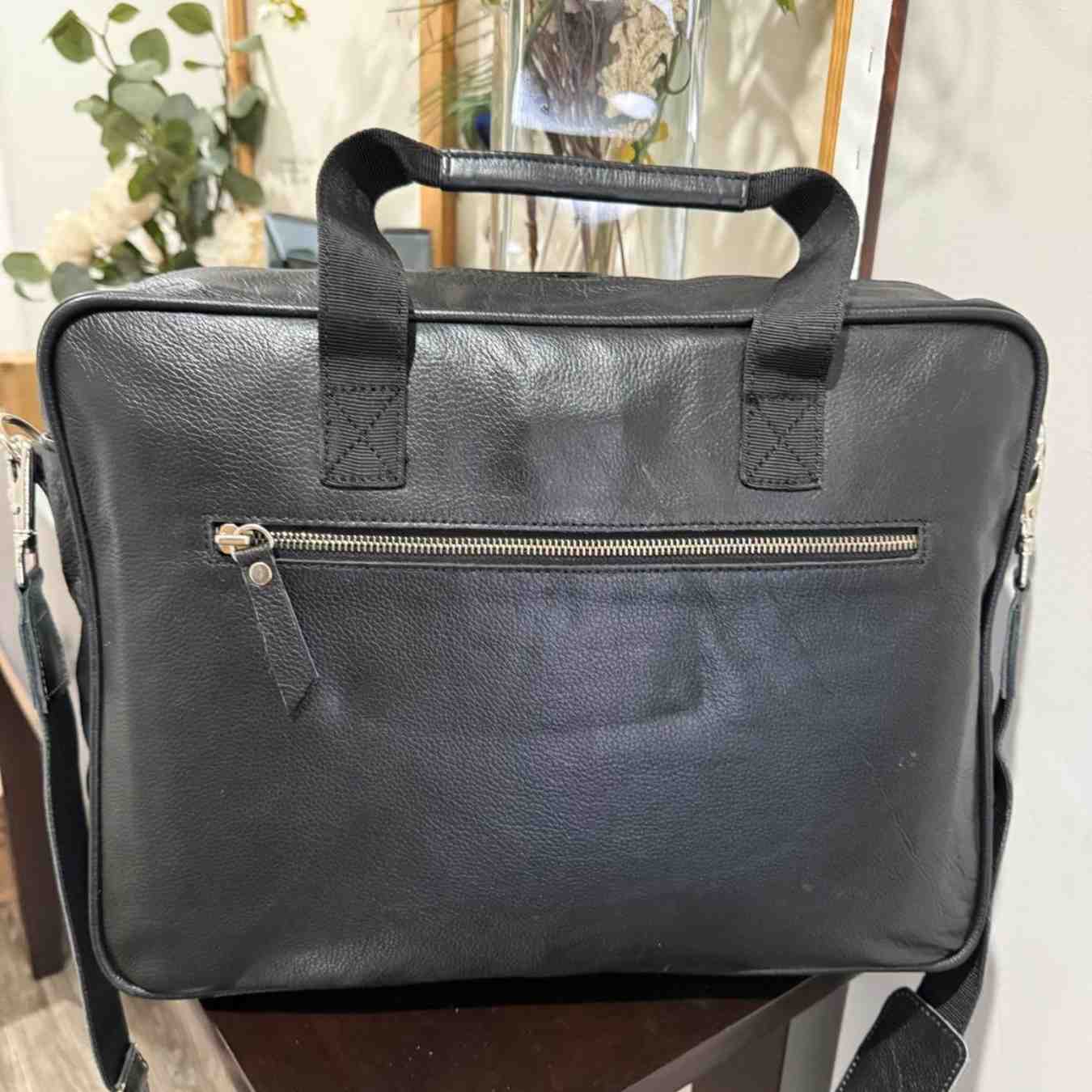 Front Zipper Laptop Bag – Large Leather Work Bag