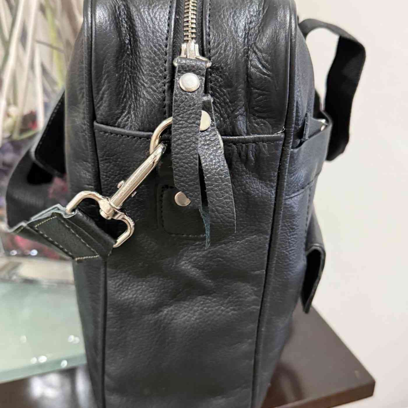 Front Zipper Laptop Bag – Large Leather Work Bag