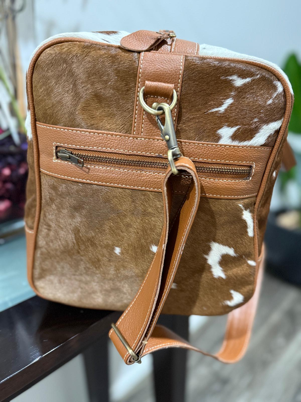 Tan Cowhide Duffel Bag / Overnight Bag
