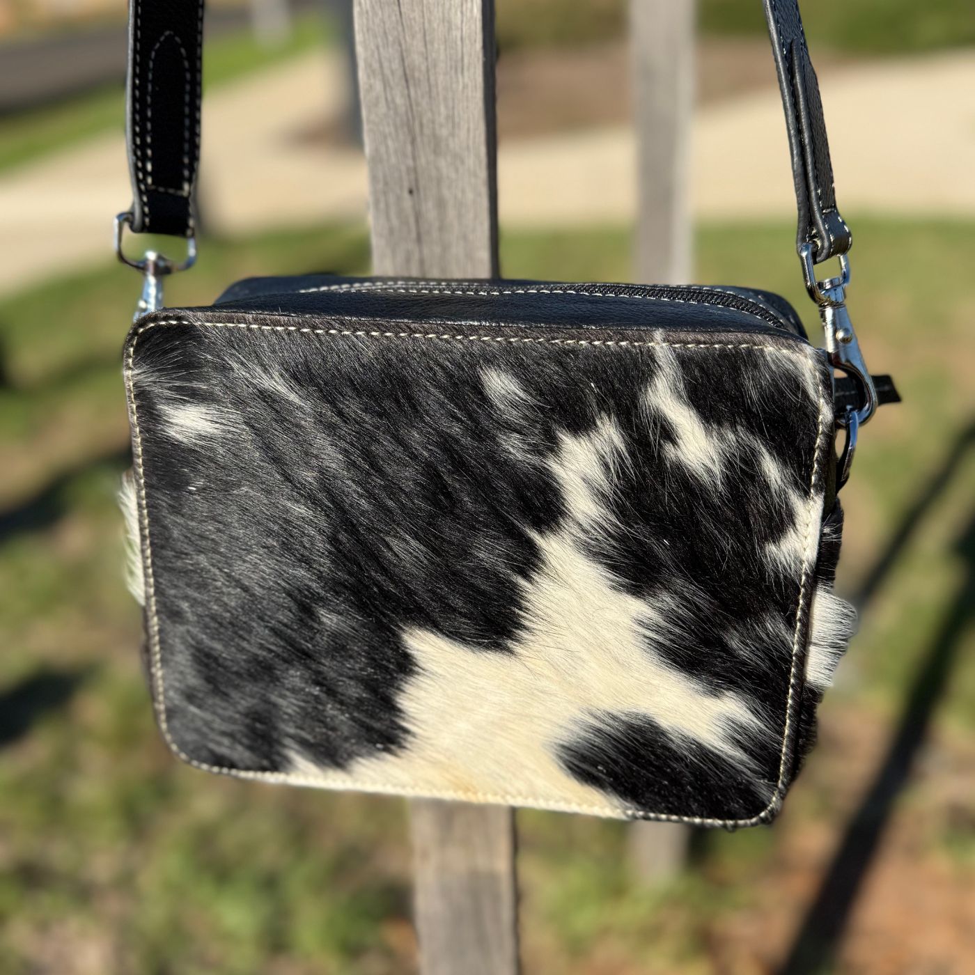 Leather Lovers Cowhide Box Style Cross Body Purse