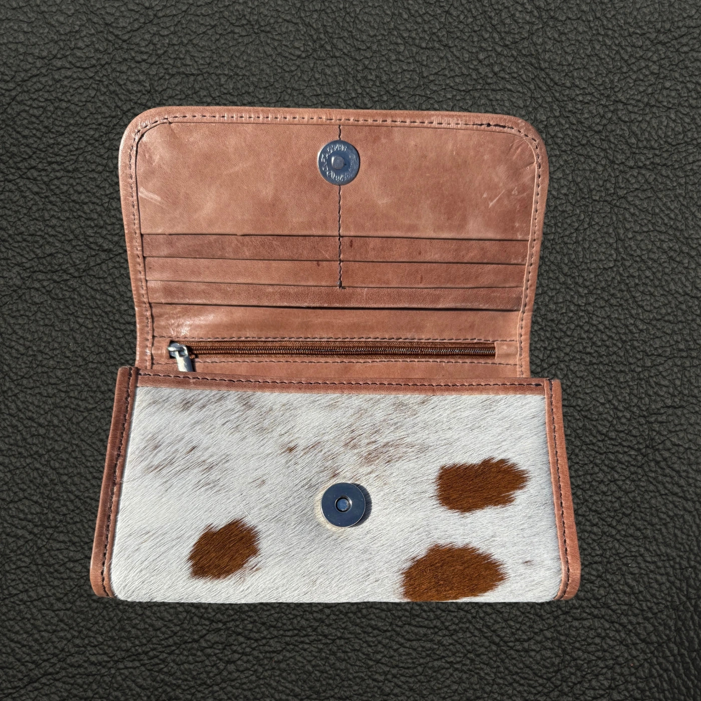 Leather Lovers Cowhide Women Flip Over Hand Wallet