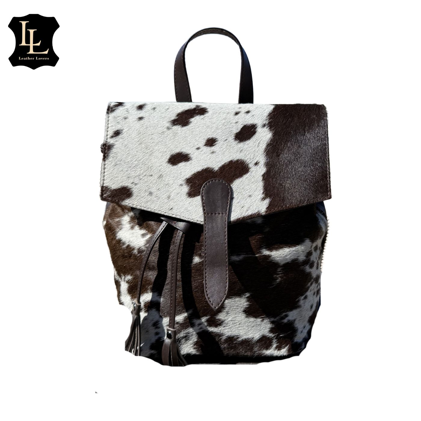 Cowhide Dark Brown & White LV Backpack TT
