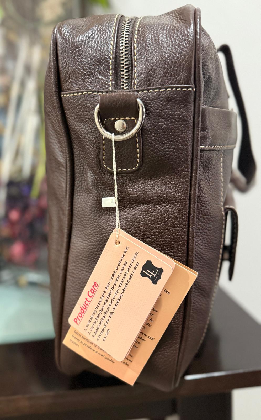 Front Zipper Laptop Bag – Large Leather Work Bag