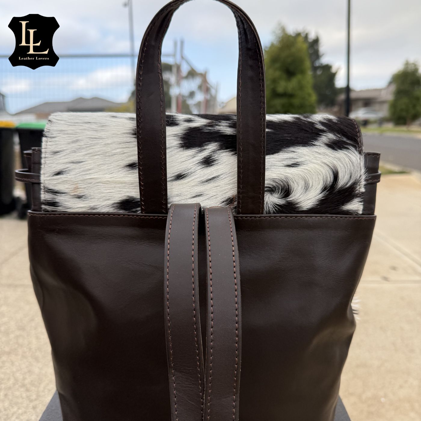Cowhide brown and white speckle LV Backpack TT