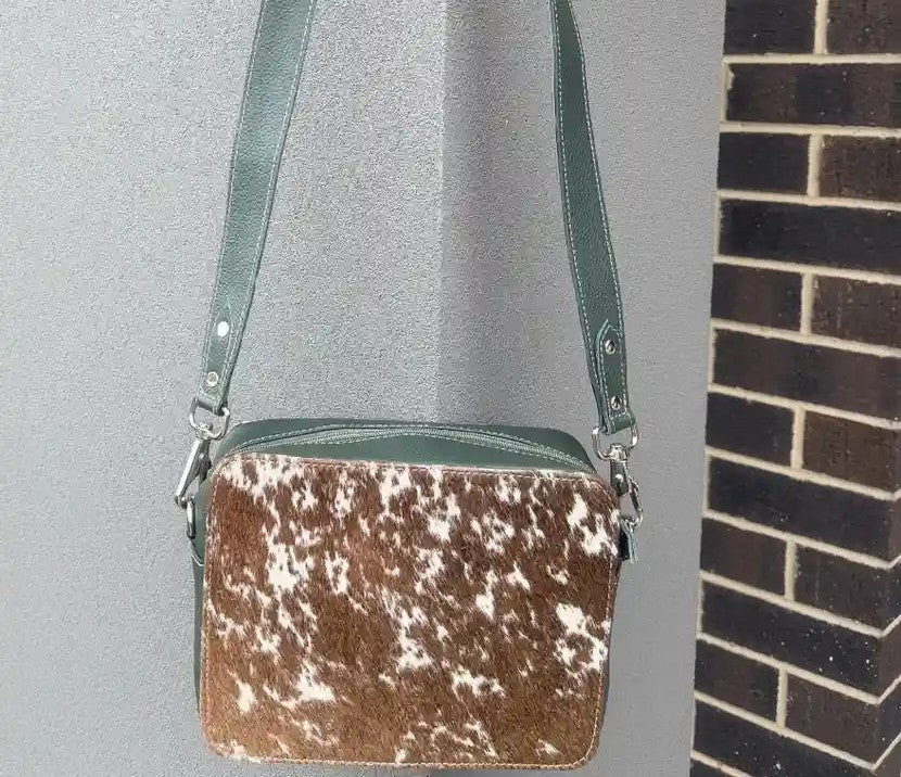 Cowhide Box-Style Women's Crossbody Bag-Genuine Leather  Shoulder Purse Leather Lovers