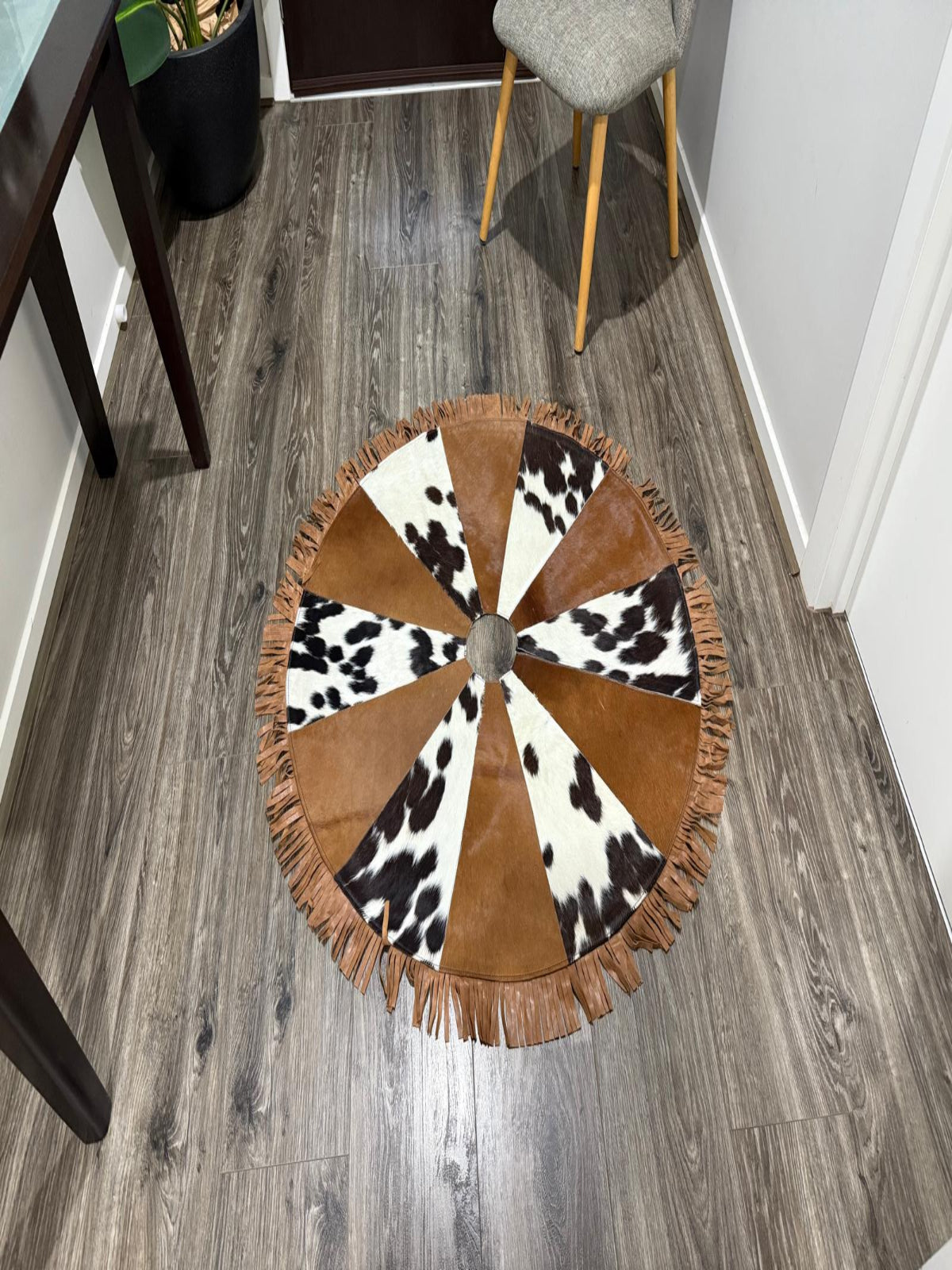 Personalized Cowhide Handmade Christmas Tree Skirt | Water-Resistant Design Leather Lovers
