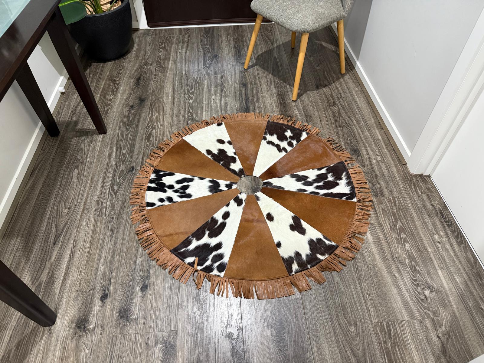 Personalized Cowhide Handmade Christmas Tree Skirt | Water-Resistant Design