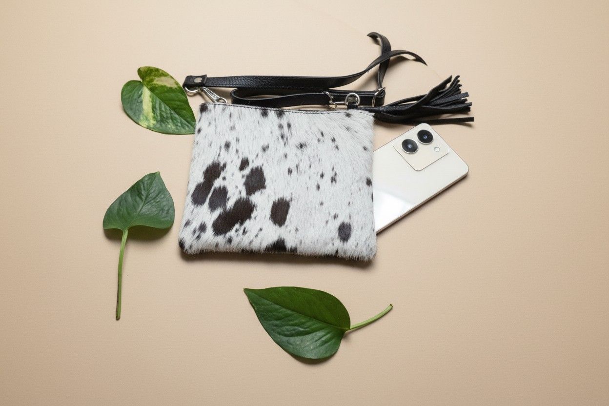 Phone Crossbody Case Cowhide Handmade Mobile Pouch