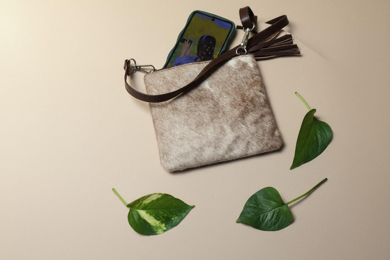 Phone Crossbody Case Cowhide Handmade Mobile Pouch