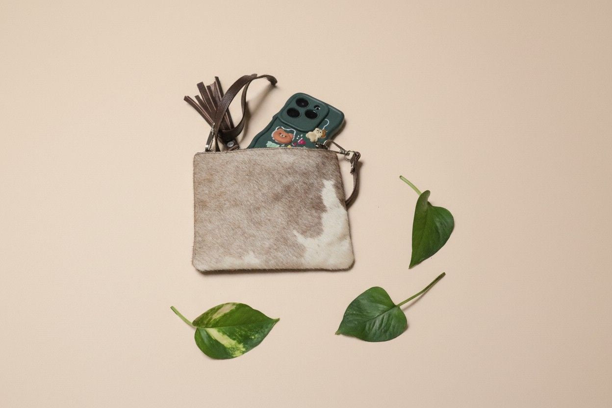 Phone Crossbody Case Cowhide Handmade Mobile Pouch