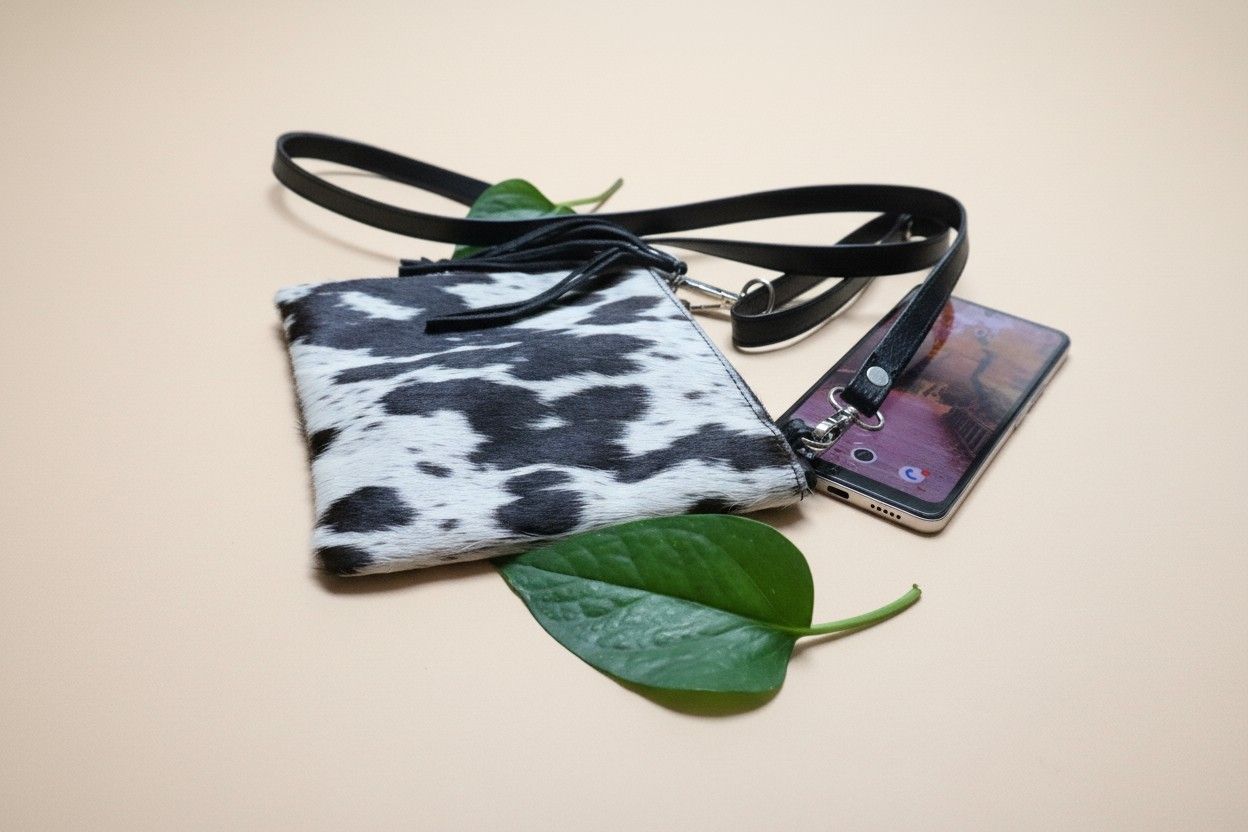 Phone Crossbody Case Cowhide Handmade Mobile Pouch