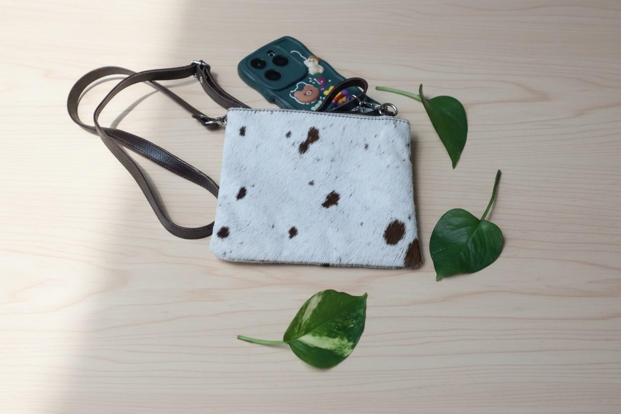Phone Crossbody Case Cowhide Handmade Mobile Pouch