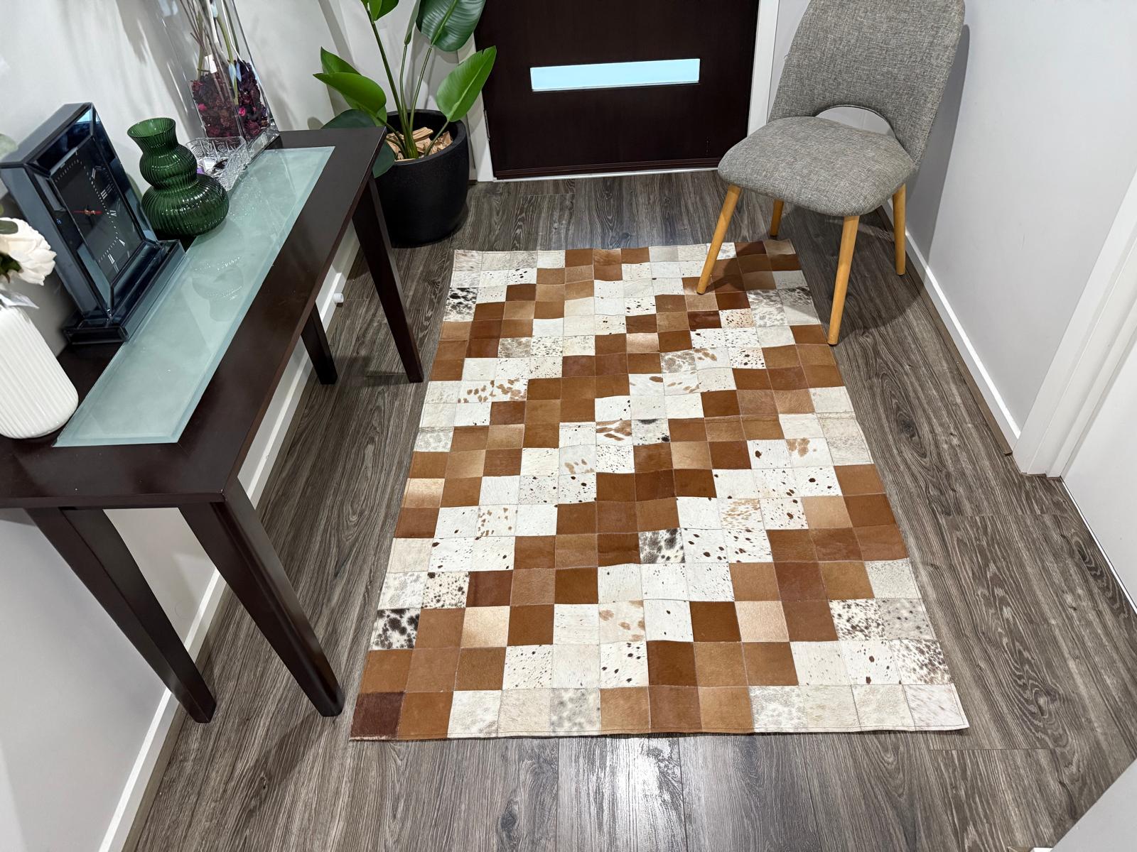 Handmade Cowhide Carpet Floor Mat Rug For Living Area