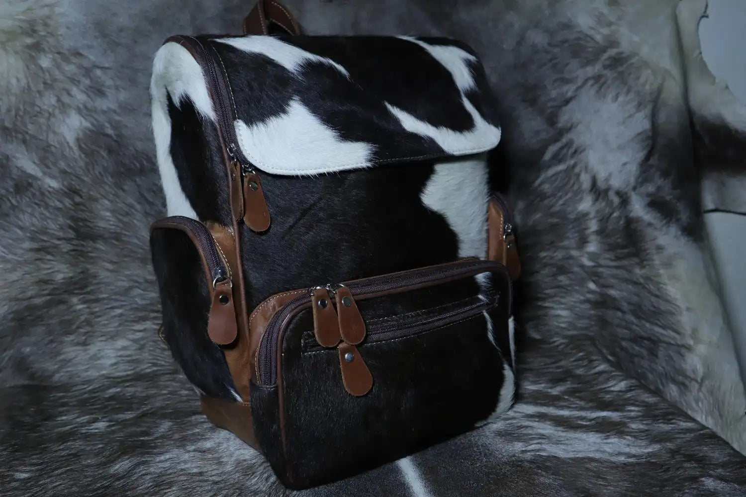 Cowhide nappy bag genuine leather diaper bag with multiple compartments