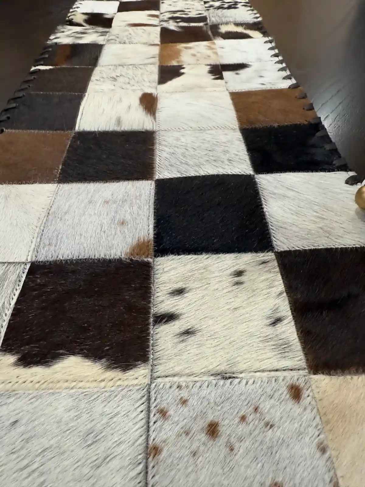 Home Décor Table Runner | Real Hair-on-Leather Patchwork Runner