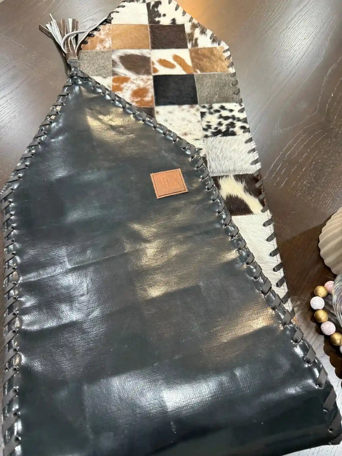 Home Décor Table Runner | Real Hair-on-Leather Patchwork Runner