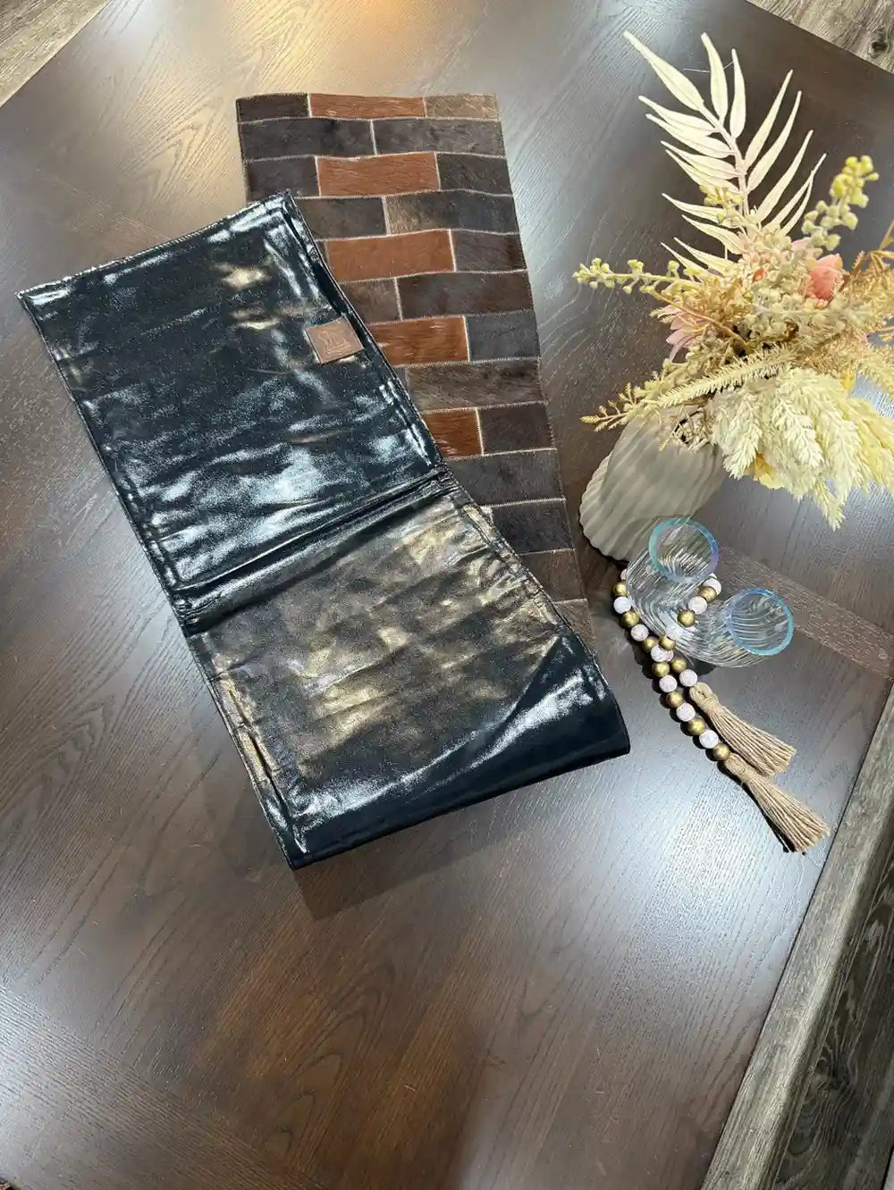Home Décor Table Runner | Real Hair-on-Leather Patchwork Runner