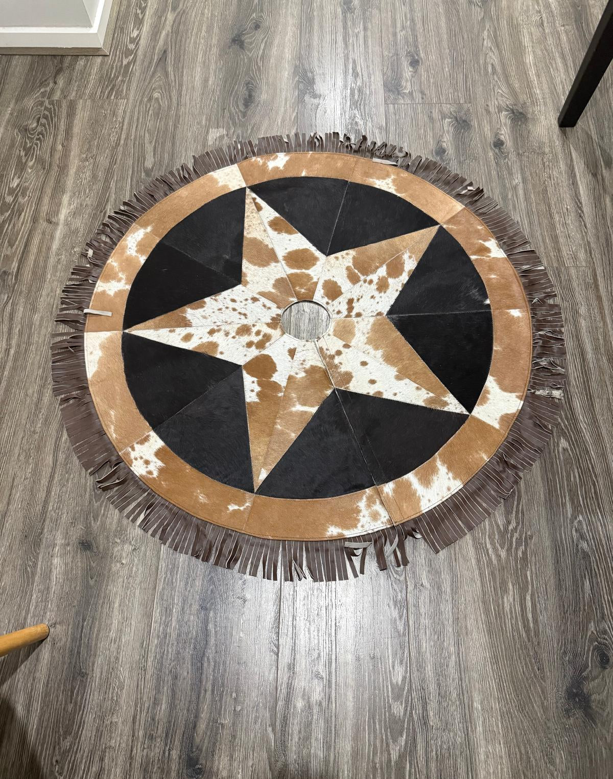 Personalized Cowhide Handmade Christmas Tree Skirt | Holiday Design