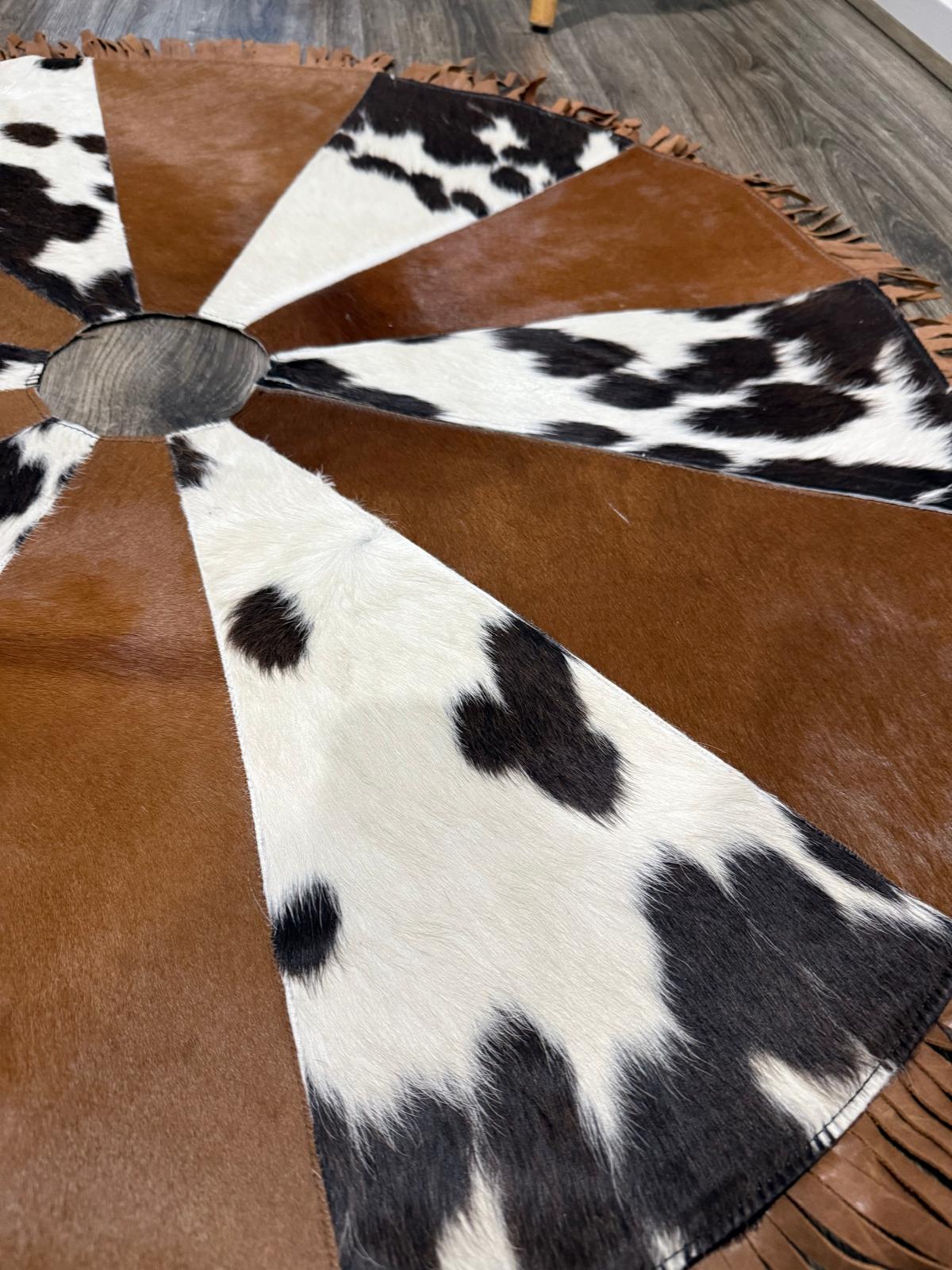 Personalized Cowhide Handmade Christmas Tree Skirt | Water-Resistant Design